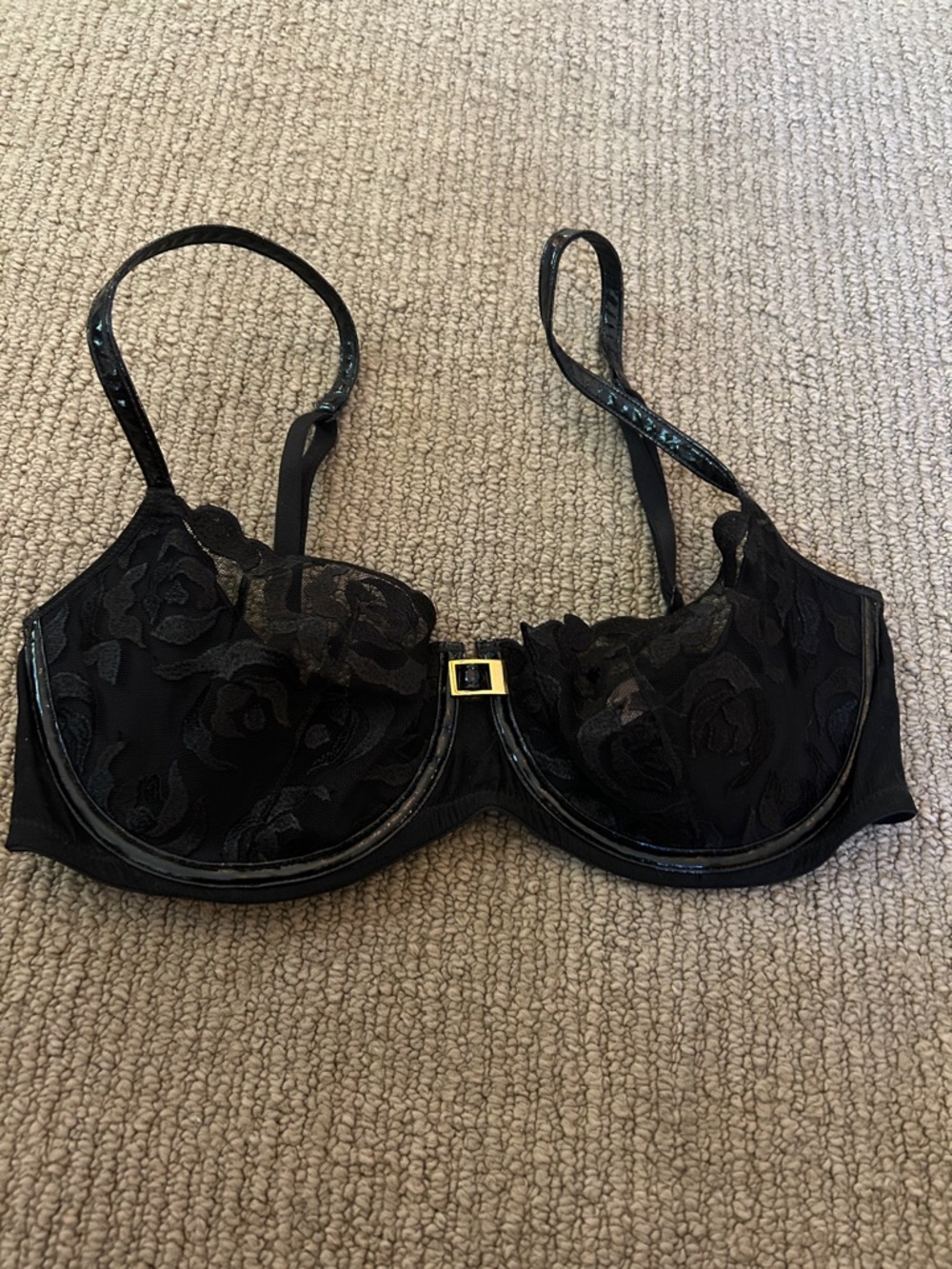 Victoria secret Black Lace Underwire Bra with Gold Accent
